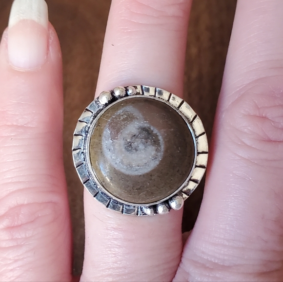 New Ammonite Fossil 925 Silver Ring. - Picture 8 of 12